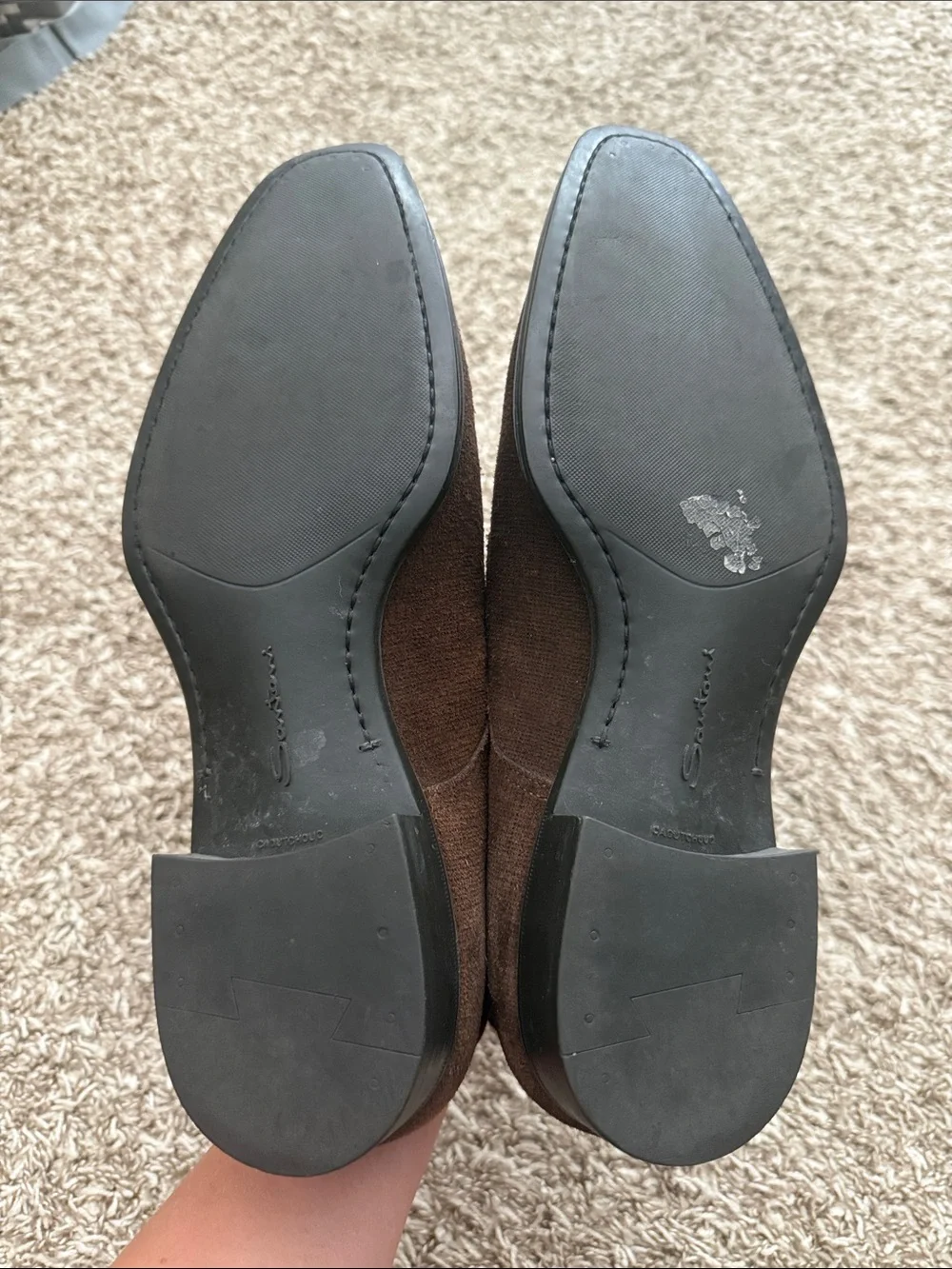 Santoni Brown Suede Chukka Boots with Orange Lining